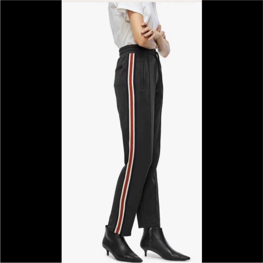 Anine Bing Navy Track Pants with Sleek White & Red Side Stripes
